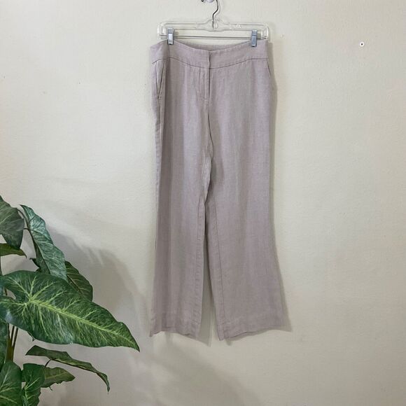 LOFT Marisa Linen Trouser pants women’s size 6 wide Leg side pockets. - Picture 1 of 15